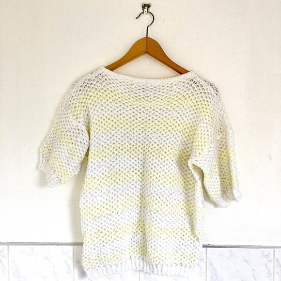 VINTAGE Womens Crochet Knitted Short Sleeve blouse Vest Top T-shirt - Picture 2 of 9